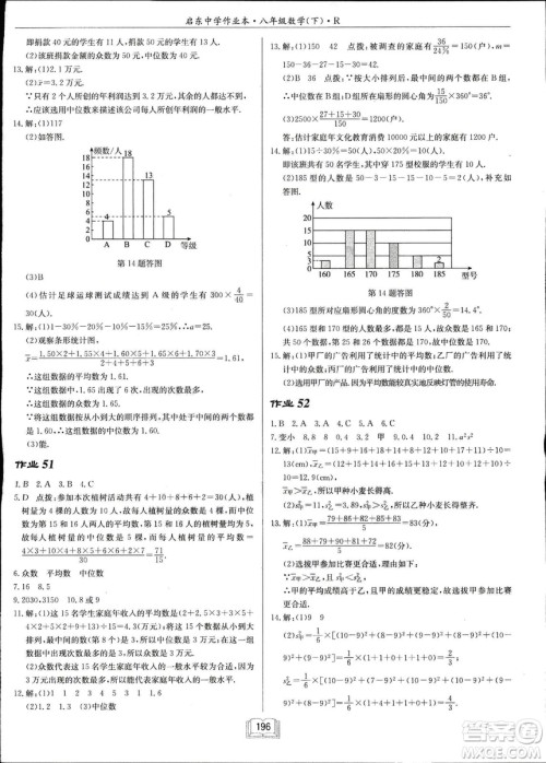 2019春启东中学作业本八年级数学下册R人教版参考答案