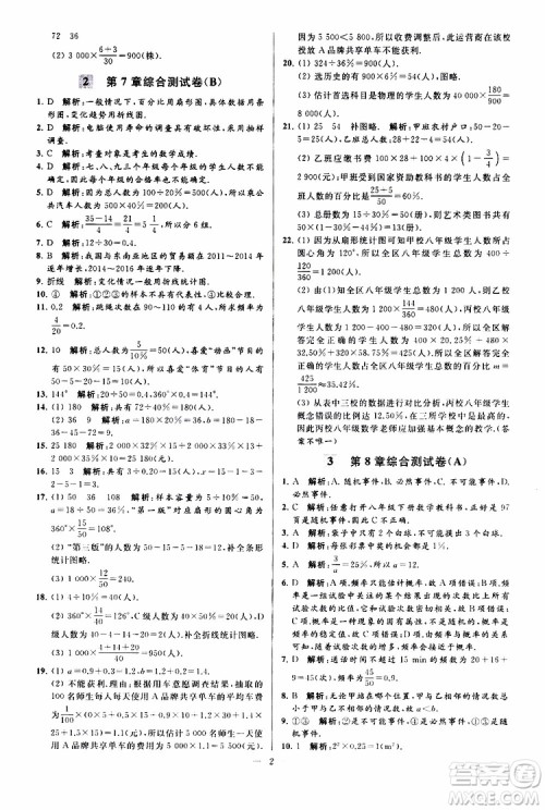 新课标江苏版2019亮点给力大试卷数学八年级下册参考答案 新课标江苏版2019亮点给力大试卷数学八年级下册参考答案