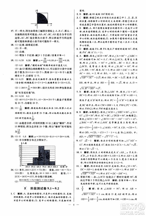 新课标江苏版2019亮点给力大试卷数学八年级下册参考答案 新课标江苏版2019亮点给力大试卷数学八年级下册参考答案