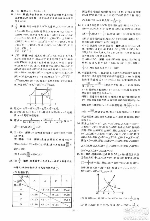 新课标江苏版2019亮点给力大试卷数学八年级下册参考答案 新课标江苏版2019亮点给力大试卷数学八年级下册参考答案