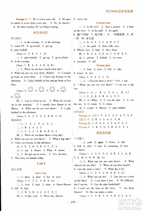 2019春名师点拨四年级英语下江苏版参考答案 2019春名师点拨四年级英语下江苏版参考答案