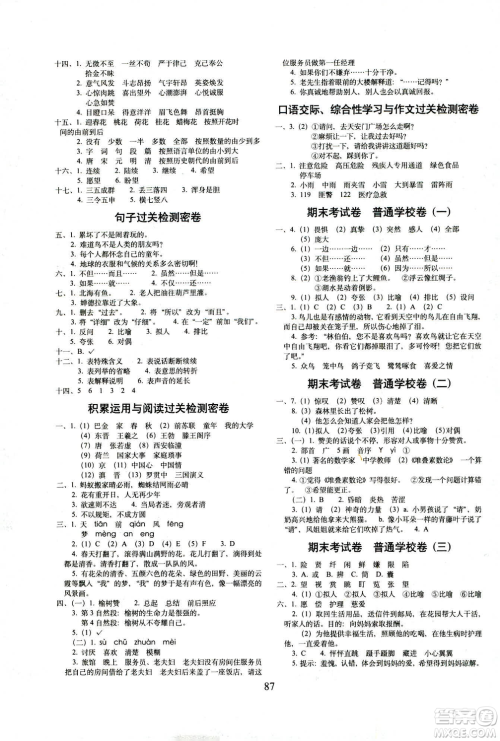 2019春全新版人教版期末冲刺100分完全试卷四年级下册语文RJ课标版答案 2019春全新版人教版期末冲刺100分完全试卷四年级下册语文RJ课标版答案