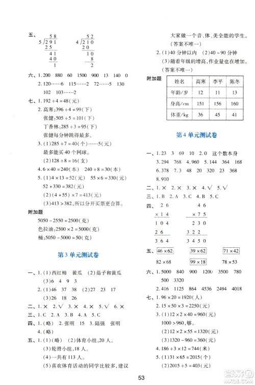 2019小学生新课程学习与评价三年级数学下册A版人教版答案 2019小学生新课程学习与评价三年级数学下册A版人教版答案