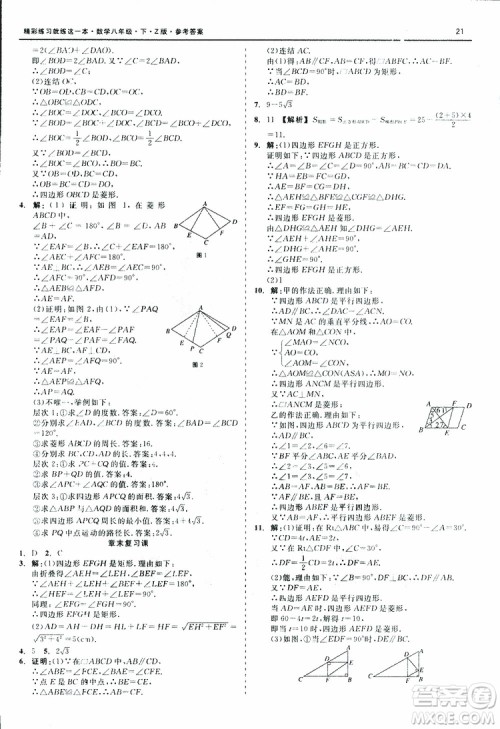 2019年精彩练习就练这一本八年级下册数学Z版浙教版9787517813545参考答案 2019年精彩练习就练这一本八年级下册数学Z版浙教版9787517813545参考答案