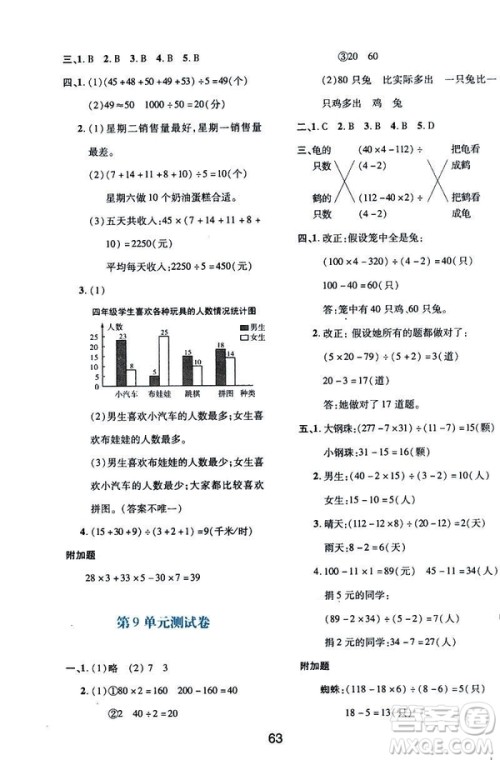 2019版新课程学习与评价数学A版套人教版四年级下册9787541973802答案
