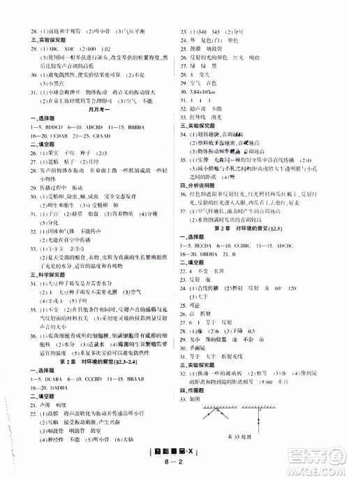 励耘书业2019年周周练励耘活页七年级下册科学浙教版9787544966887参考答案