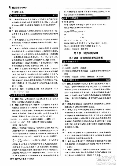 2019版1+1轻巧夺冠优化训练九年级化学下册沪教版参考答案