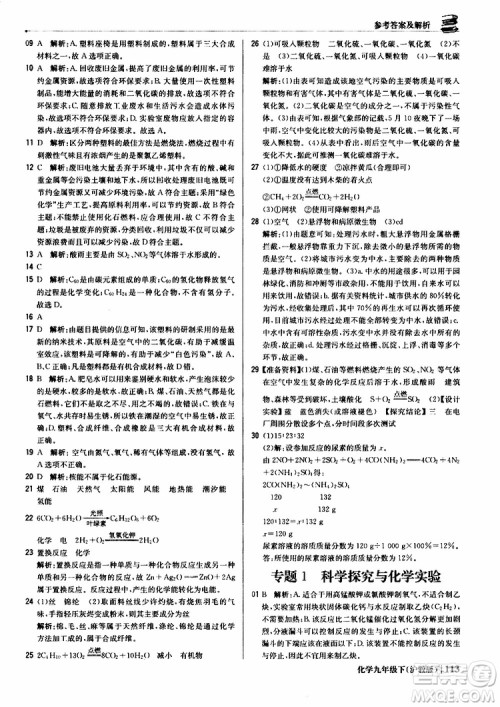 2019版1+1轻巧夺冠优化训练九年级化学下册沪教版参考答案