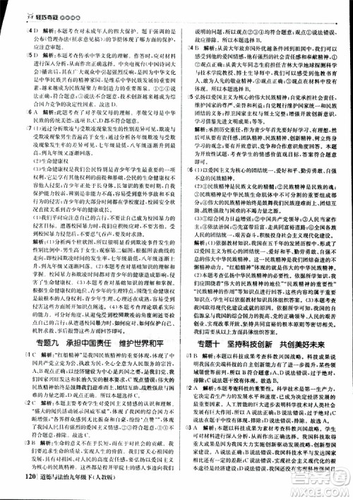2019版1+1轻巧夺冠优化训练九年级道德与法治下册人教版参考答案
