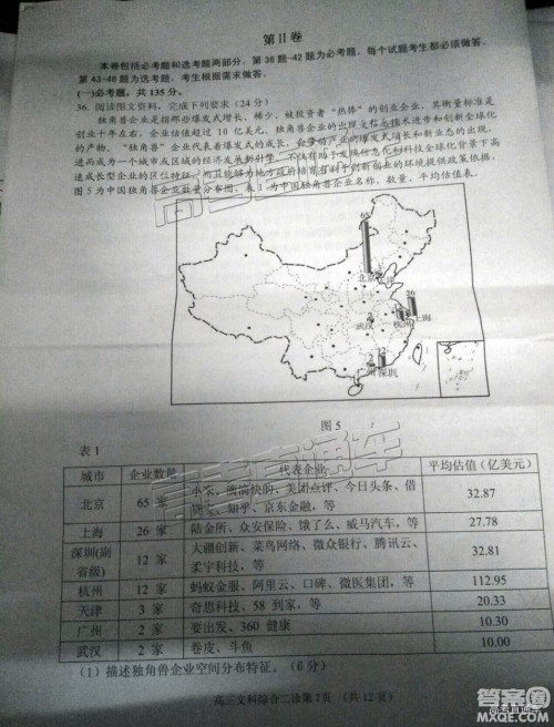 2019年3月南充二诊文理综试题及参考答案 2019年3月南充二诊文理综试题及参考答案