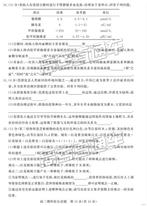 2019年3月德州一模文综理综试题及参考答案