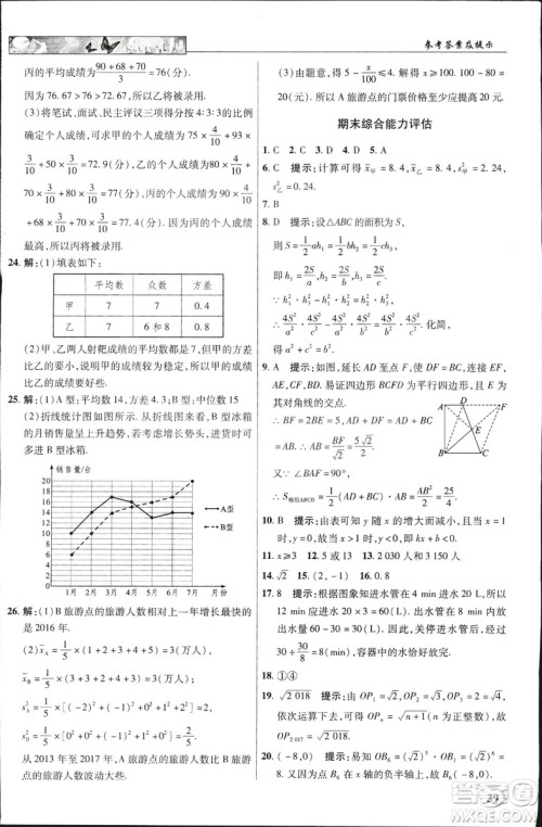 中学奇迹课堂2019春英才教程八年级数学下册人教版参考答案