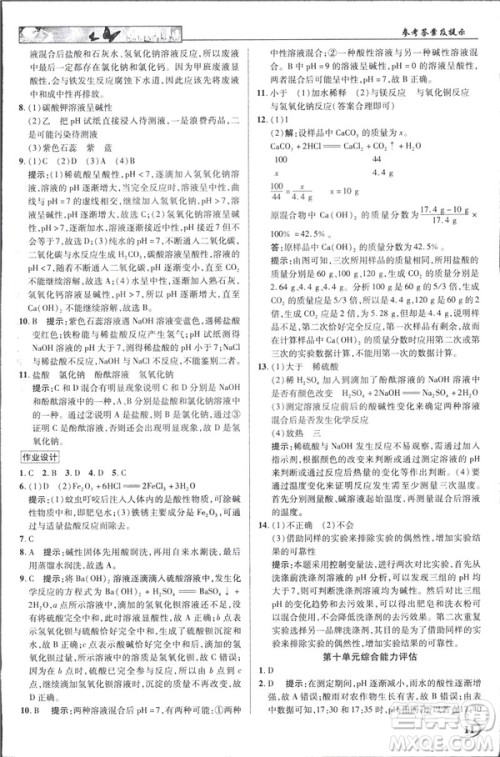 2019春新世纪英才教程人教版中学奇迹课堂九年级化学下册答案