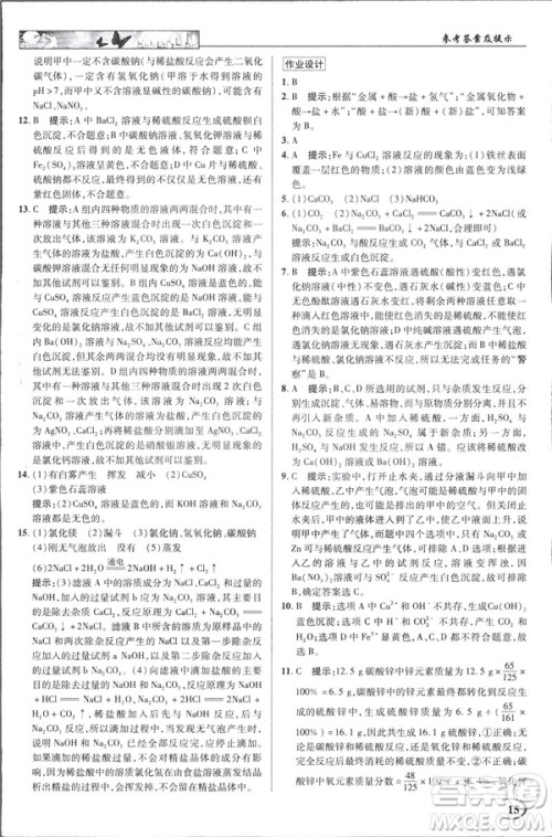 2019春新世纪英才教程人教版中学奇迹课堂九年级化学下册答案