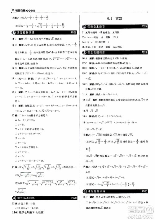 2019新版1+1轻巧夺冠优化训练七年级下册数学人教版9787552250183参考答案