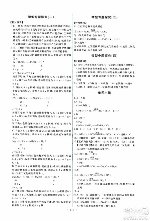 天舟文化2019版能力培养与测试九年级化学下册人教版RJ版参考答案 天舟文化2019版能力培养与测试九年级化学下册人教版RJ版参考答案
