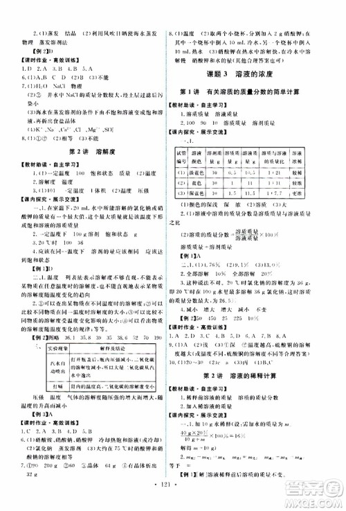 天舟文化2019版能力培养与测试九年级化学下册人教版RJ版参考答案 天舟文化2019版能力培养与测试九年级化学下册人教版RJ版参考答案