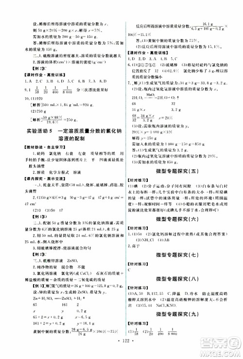 天舟文化2019版能力培养与测试九年级化学下册人教版RJ版参考答案 天舟文化2019版能力培养与测试九年级化学下册人教版RJ版参考答案
