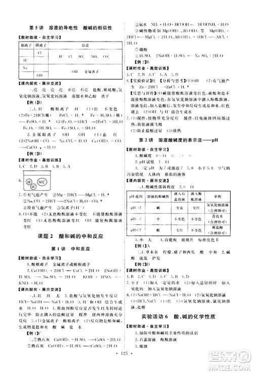 天舟文化2019版能力培养与测试九年级化学下册人教版RJ版参考答案 天舟文化2019版能力培养与测试九年级化学下册人教版RJ版参考答案