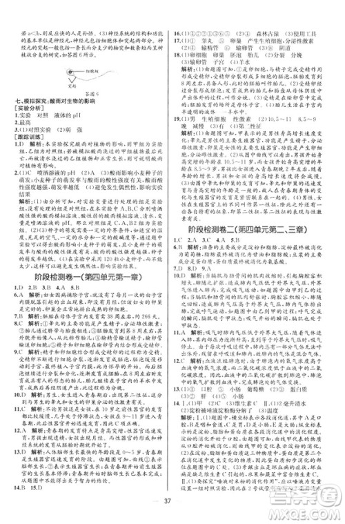2019人教版七年级下册生物学课时练同步学历案河北专版参考答案 2019人教版七年级下册生物学课时练同步学历案河北专版参考答案