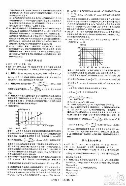 经纶学典2019版学霸题中题物理八年级下册江苏国标第三次修订参考答案