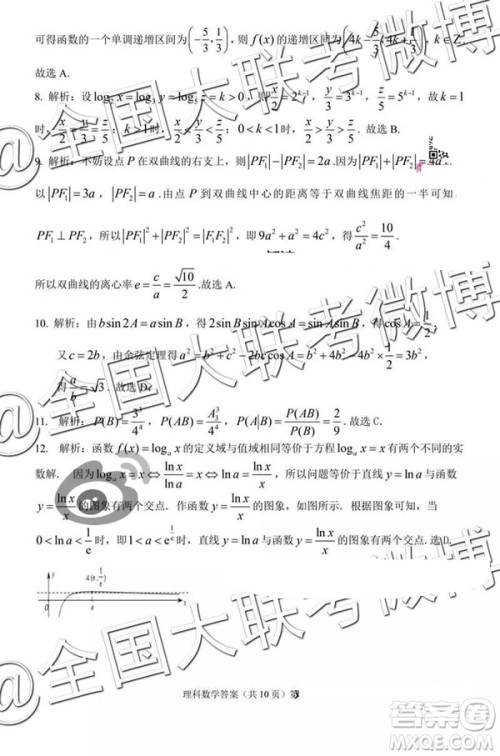 2019年安庆二模数学答案解析