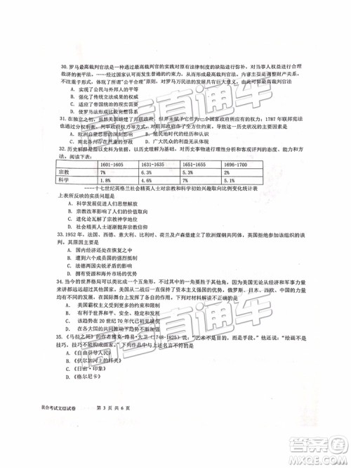 2019年江西省九校3月联考文综理综试题及参考答案