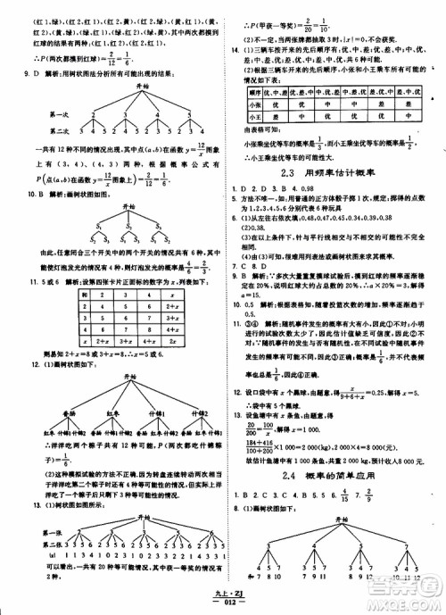 经纶学典2019年学霸题中题九年级数学浙江专用参考答案