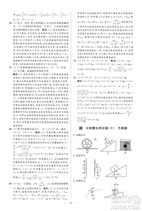 2019春亮点给力大试卷物理新课标江苏版八年级下册答案
