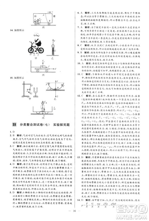 2019春亮点给力大试卷物理新课标江苏版八年级下册答案