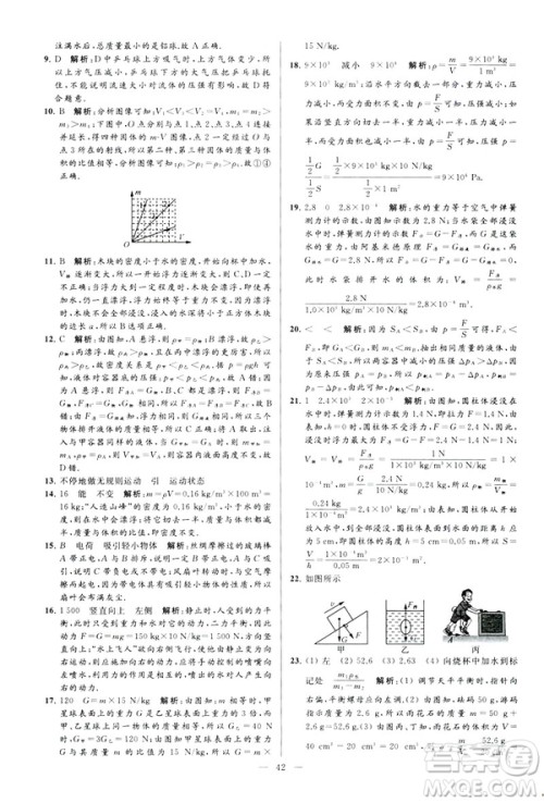 2019春亮点给力大试卷物理新课标江苏版八年级下册答案
