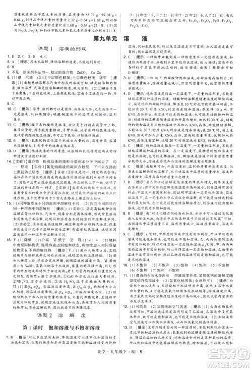 2019版经纶学典学霸题中题九年级化学下册人教RJ版参考答案