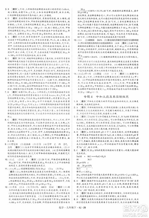 2019版经纶学典学霸题中题九年级化学下册人教RJ版参考答案
