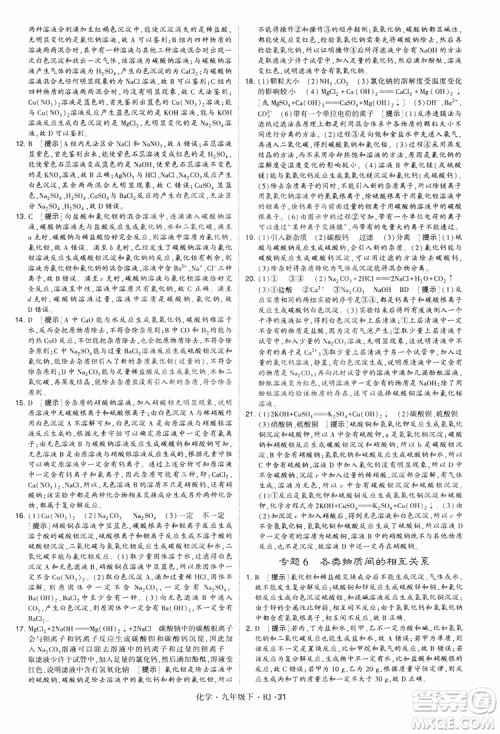 2019版经纶学典学霸题中题九年级化学下册人教RJ版参考答案