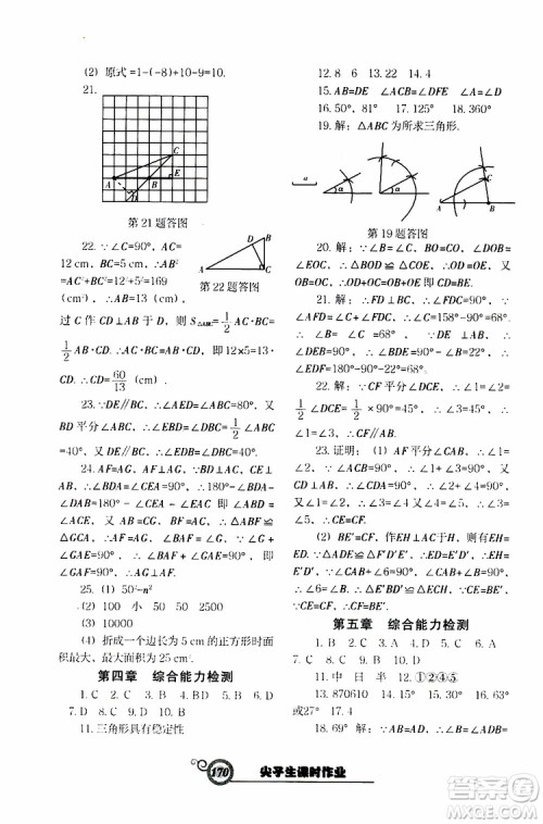 2019版尖子生新课堂课时作业七年级数学下册BS版参考答案 2019版尖子生新课堂课时作业七年级数学下册BS版参考答案