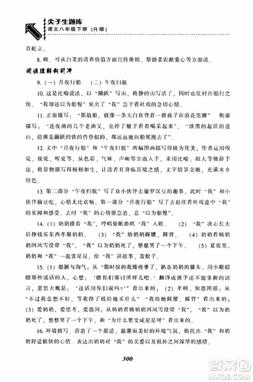 2019年尖子生题库八年级语文下册人教版R版参考答案