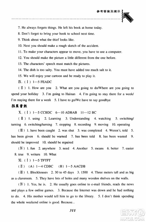 2019年尖子生题库八年级下英语上教版参考答案