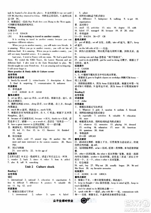 2019年尖子生新课标课时作业英语九年级下册NJ版牛津版参考答案