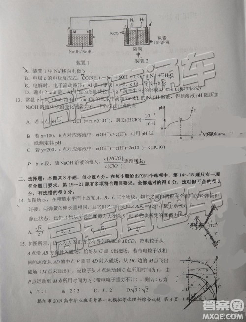 2019年揭阳一模文综理综试题及参考答案 2019年揭阳一模文综理综试题及参考答案