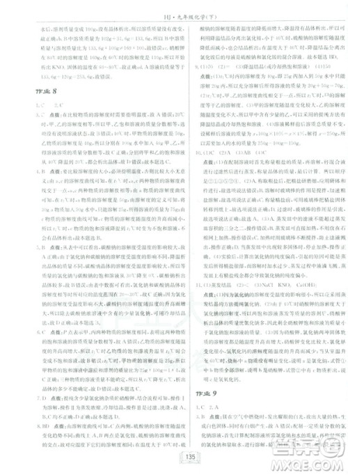 2019春正版启东中学作业本九年级化学下HJ沪教版答案