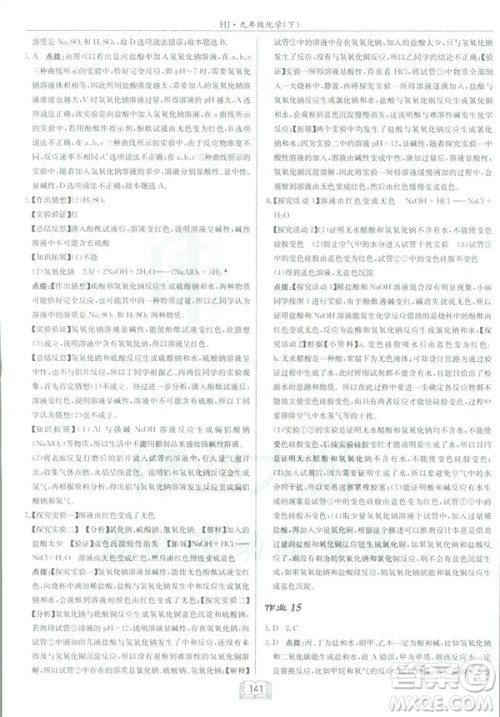 2019春正版启东中学作业本九年级化学下HJ沪教版答案