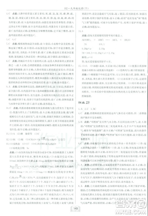2019春正版启东中学作业本九年级化学下HJ沪教版答案