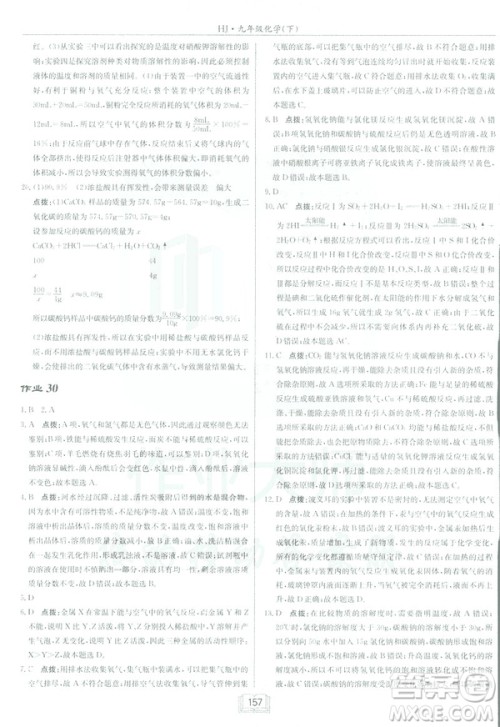 2019春正版启东中学作业本九年级化学下HJ沪教版答案