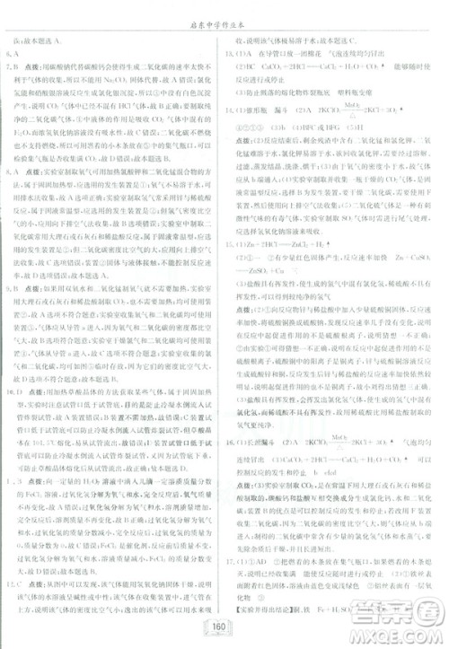 2019春正版启东中学作业本九年级化学下HJ沪教版答案