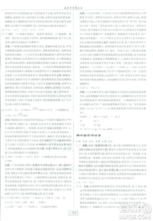 2019春正版启东中学作业本九年级化学下HJ沪教版答案