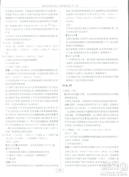 2019新版启东中学作业本九年级化学下R人教版答案