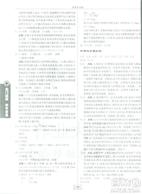 2019新版启东中学作业本九年级化学下R人教版答案