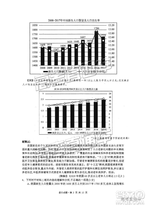 2019年广安、眉山、遂宁、内江、资阳、乐山六市二诊语文试题及参考答案