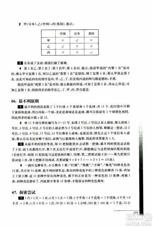 2019年优等生数学第三版五年级参考答案