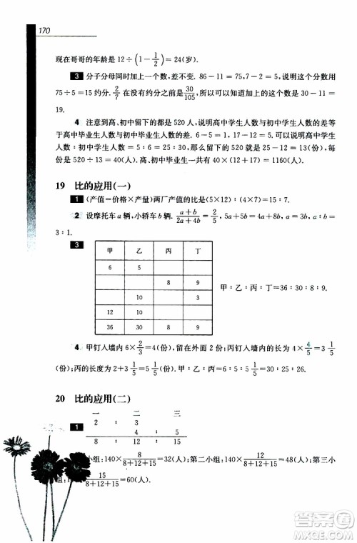 2019年优等生数学六年级第三版参考答案